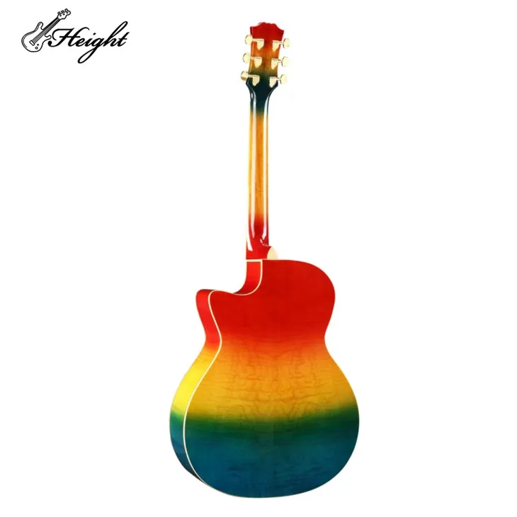 Rainbow Color A Grade Spruce Solid Top Guitar